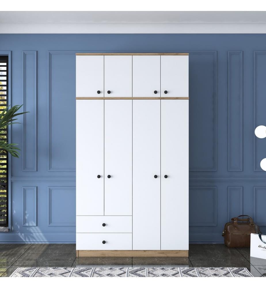 Kleiderschrank - Walnuss Weiss