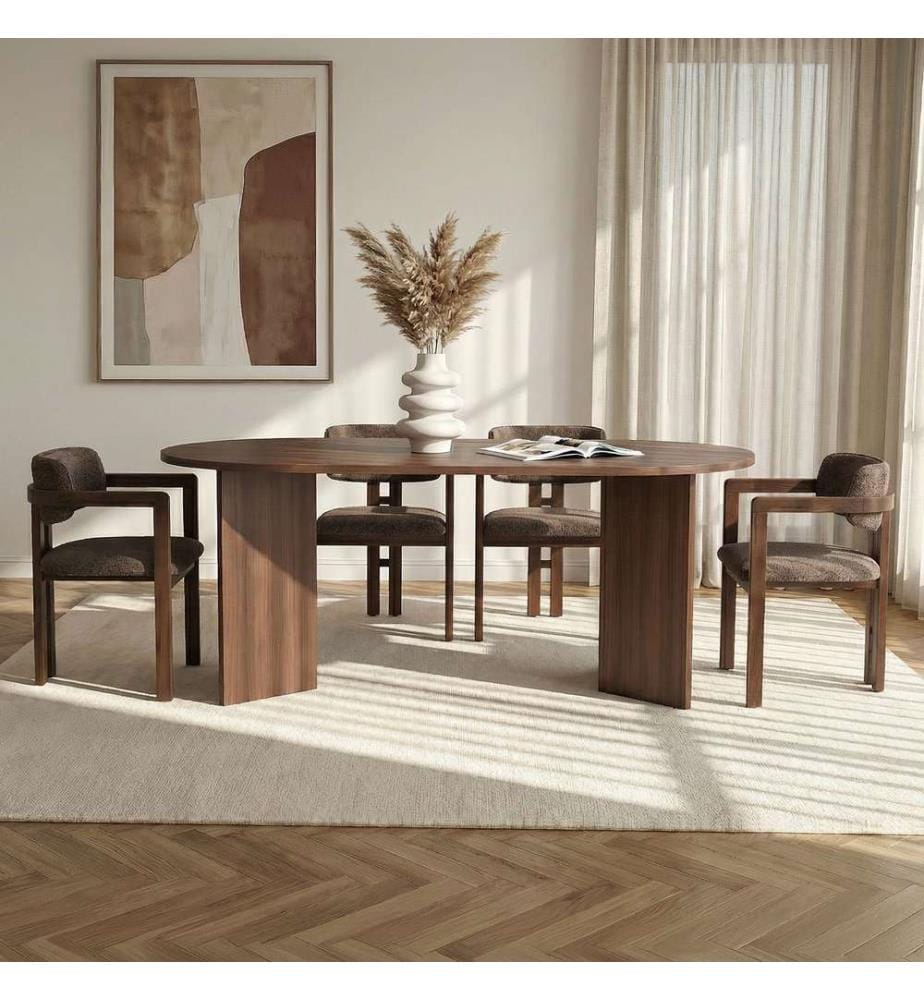 Esstisch & Stühle Set (5 Teile) - Milano Nussbaum Dunkel Nussbaum Braun