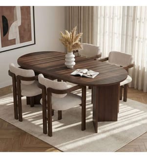 Esstisch & Stühle Set (5 Teile) - Milano Nussbaum Dunkel Nussbaum Weiss
