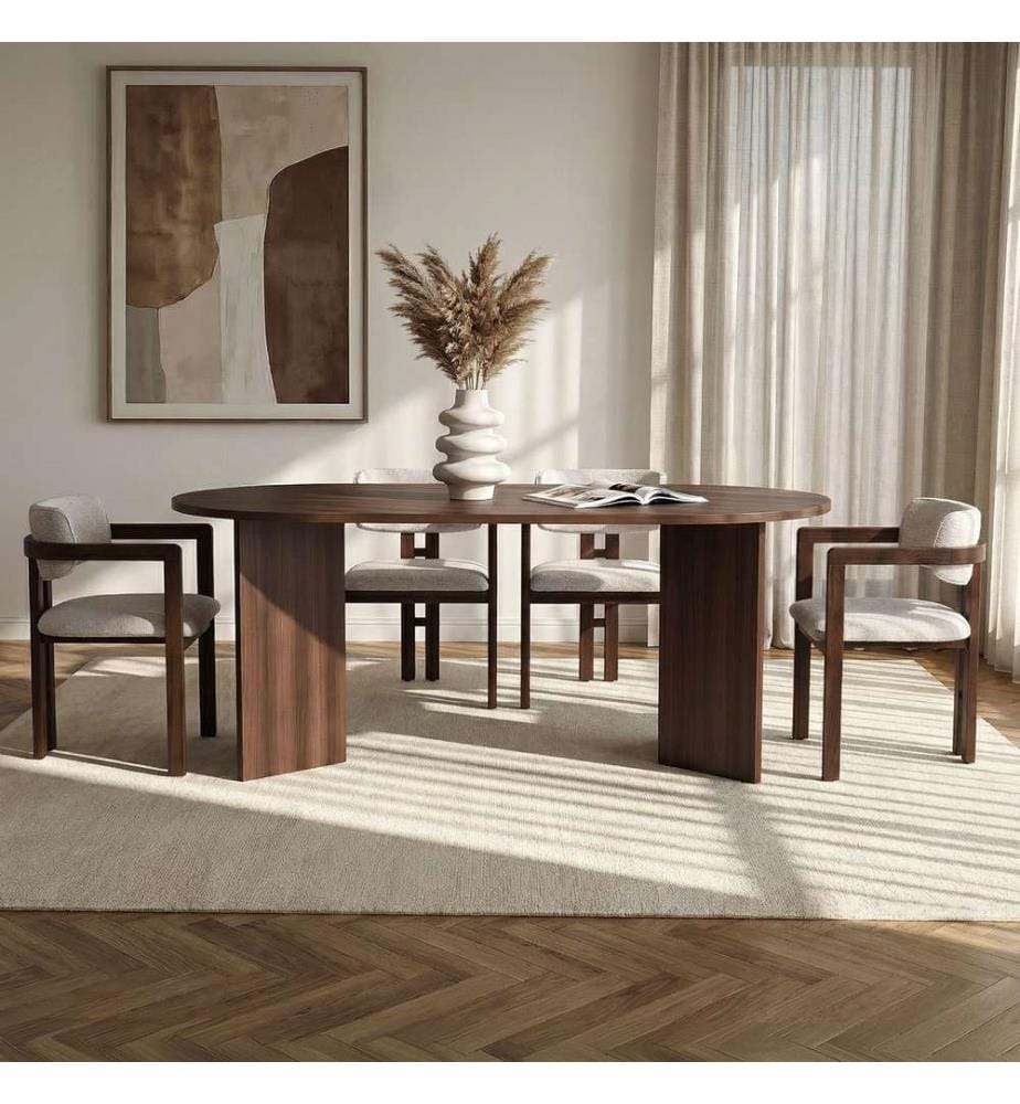 Esstisch & Stühle Set (5 Teile) - Milano Nussbaum Dunkel Nussbaum Weiss