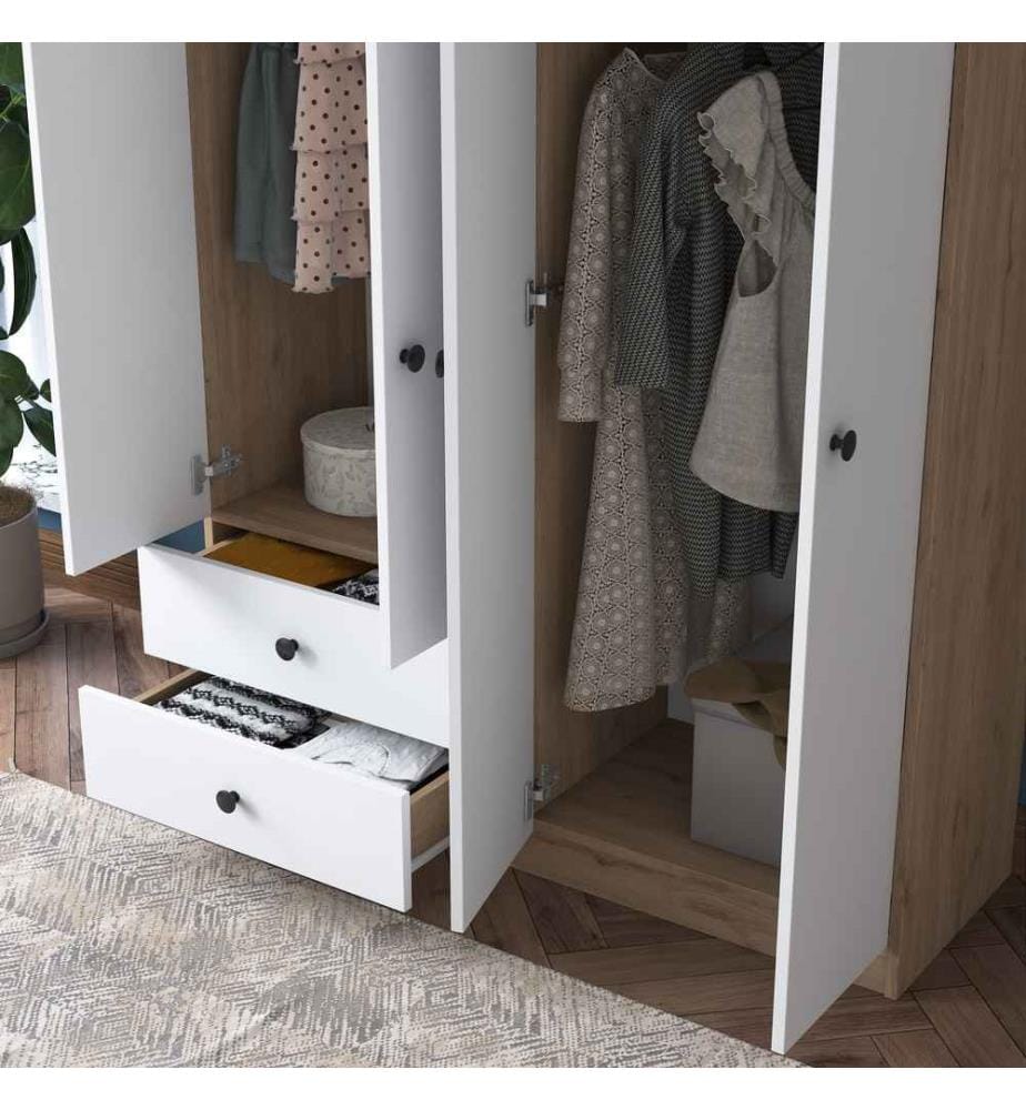 Kleiderschrank - Walnuss Weiss