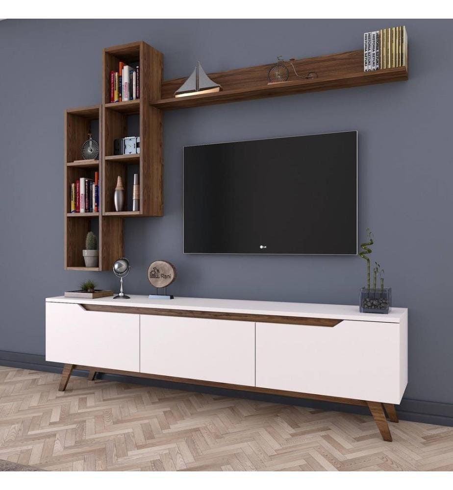 TV-Schrank - Weisser Nussbaum