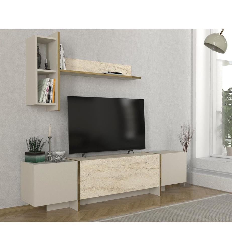 TV-Schrank - Travertin Sandstein