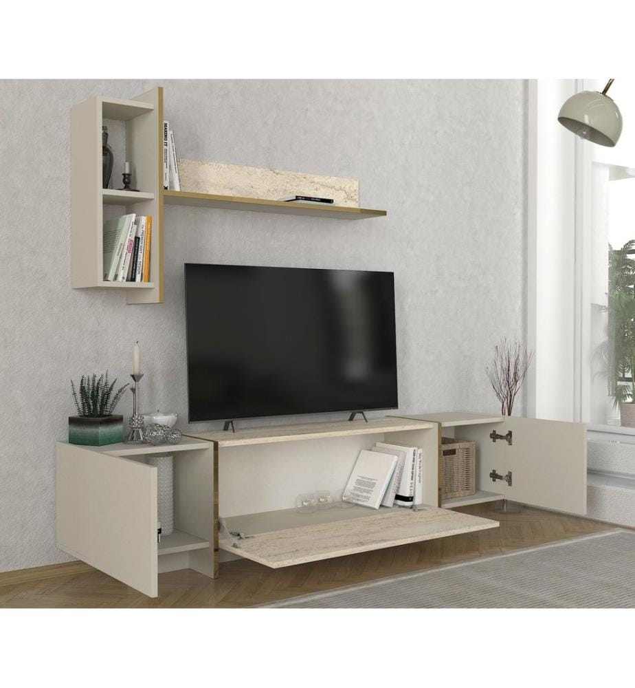 TV-Schrank - Travertin Sandstein