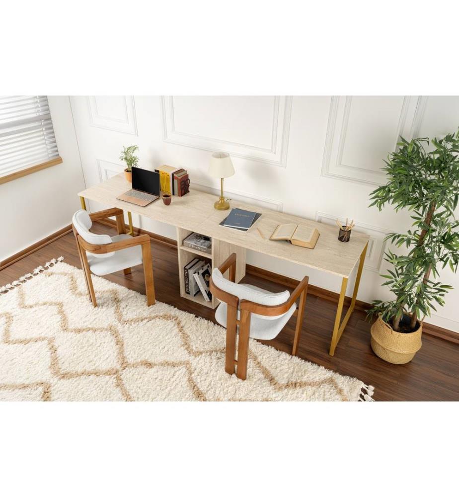 Arbeitstisch - Travertin Gold