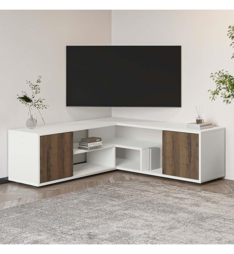 TV-Ständer - Weiss-Antik-Nussbaum