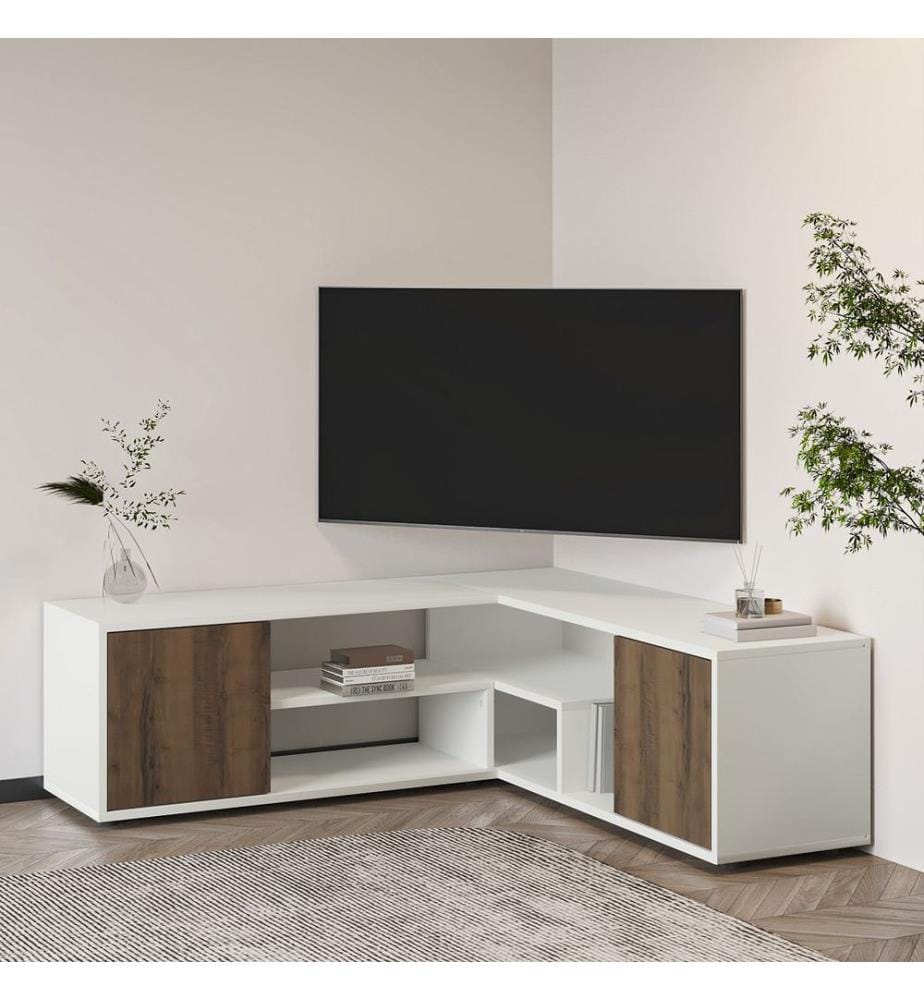 TV-Ständer - Weiss-Antik-Nussbaum