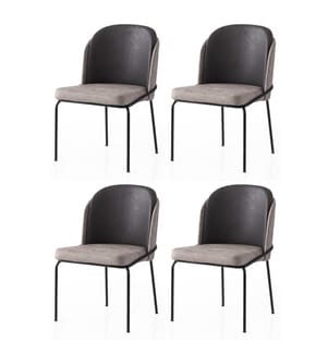 Stuhlset (4 Teile) - Gold Schwarz Grau