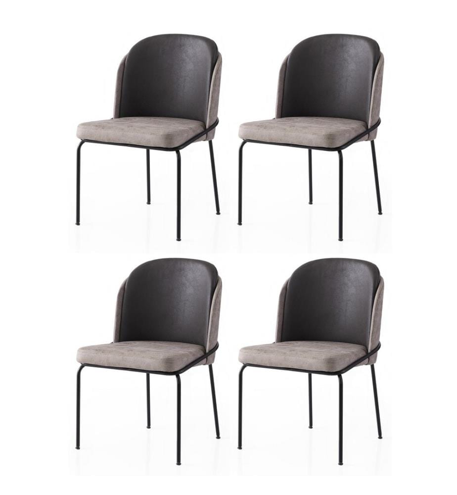 Stuhlset (4 Teile) - Gold Schwarz Grau