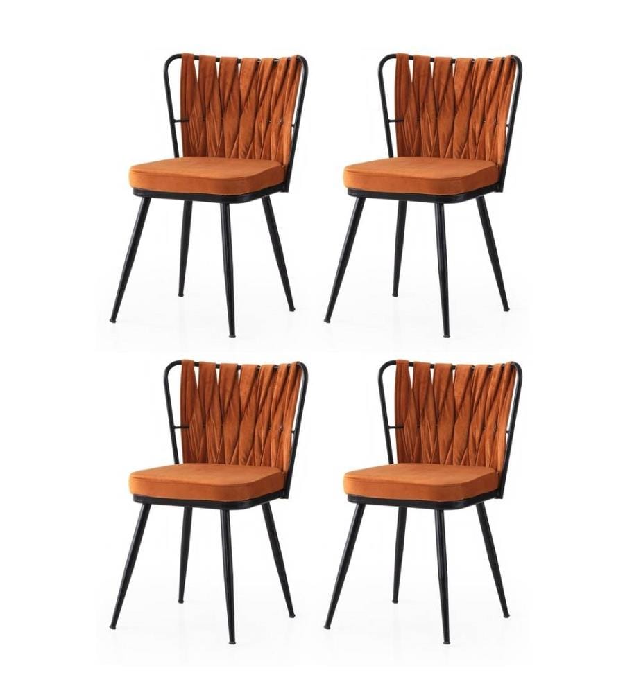 Stuhl-Set (4 Stück) - Schwarz Orange