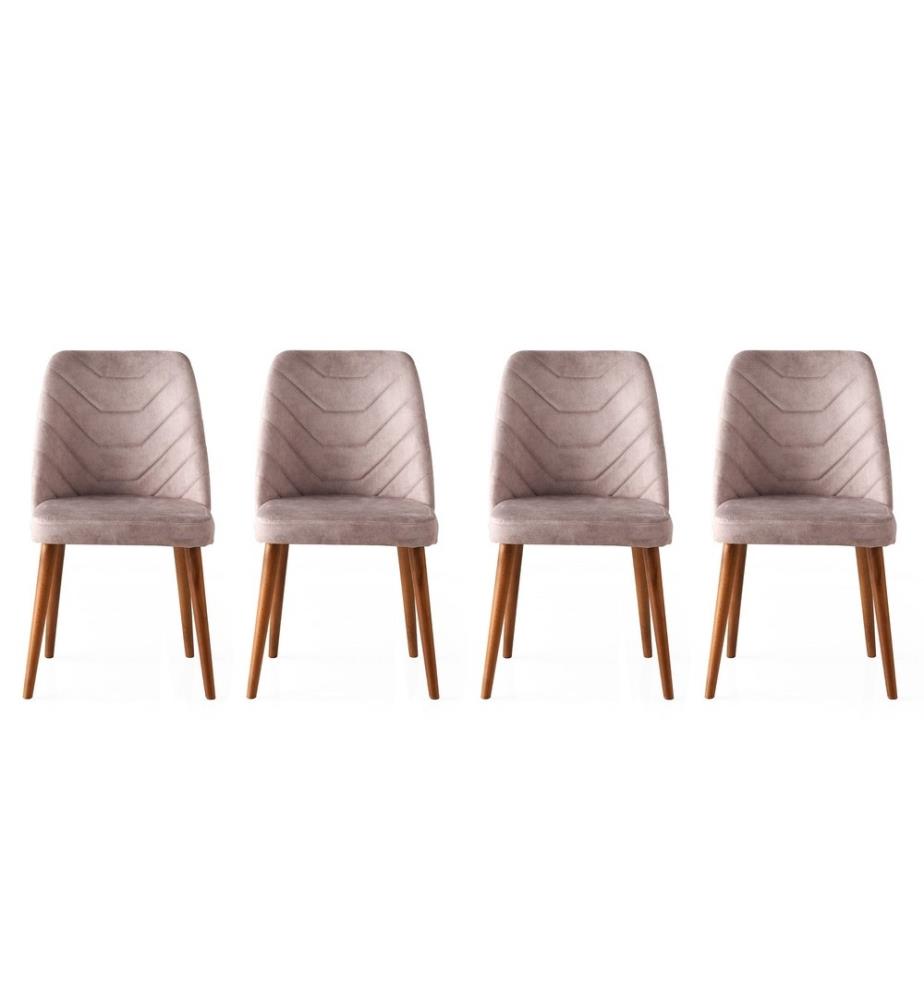 Stuhl-Set (4 Stück) - Walnuss Beige