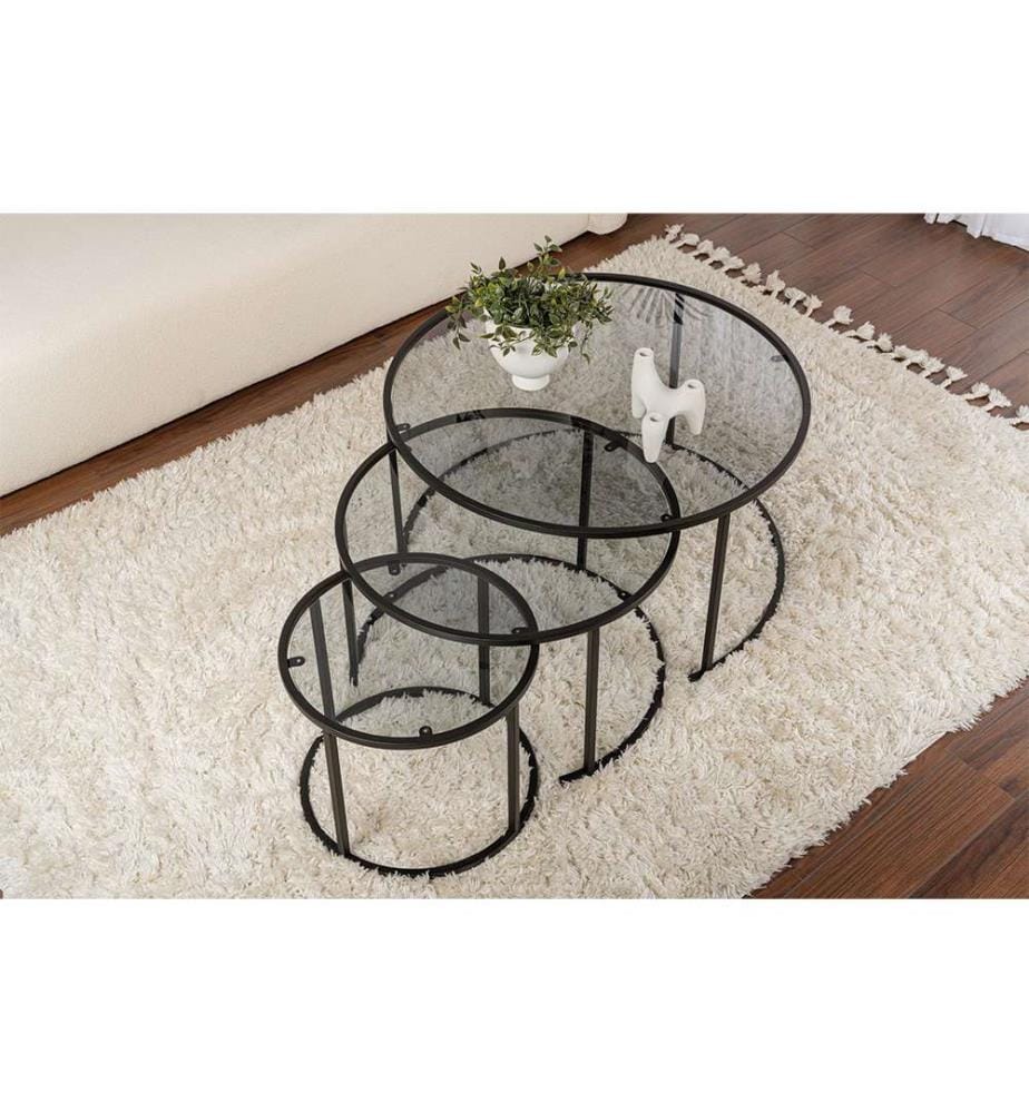 Couchtisch-Set - Schwarz Grau