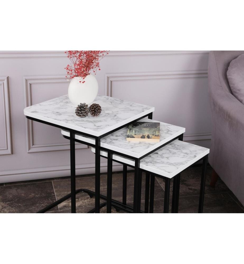 Nesting Table (3 Pieces) - White Black