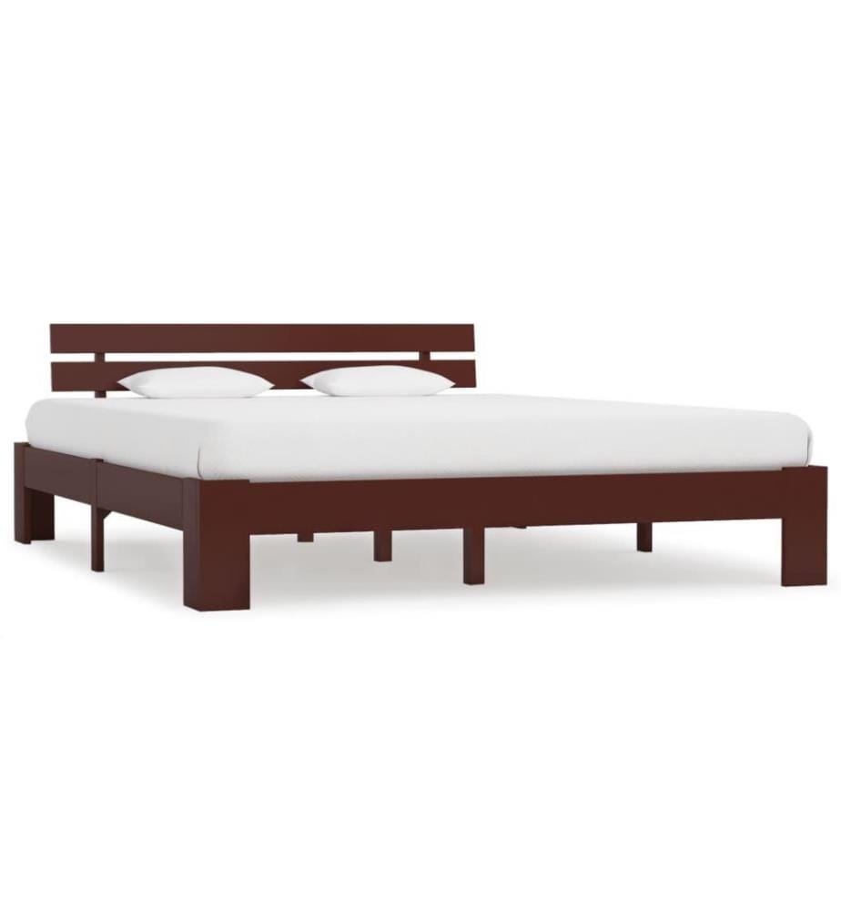 Cadre de lit Marron foncé Bois de pin massif 160 x 200 cm