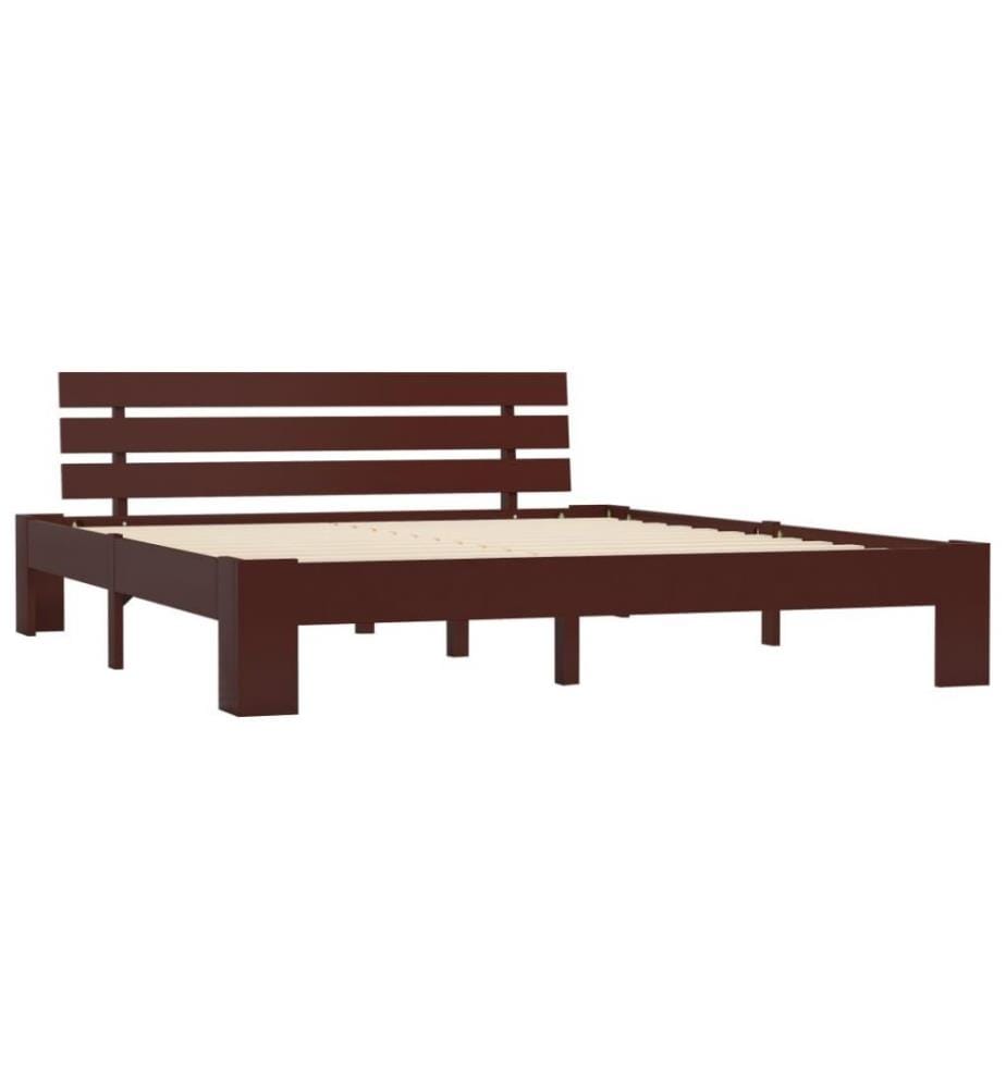 Cadre de lit Marron foncé Bois de pin massif 160 x 200 cm
