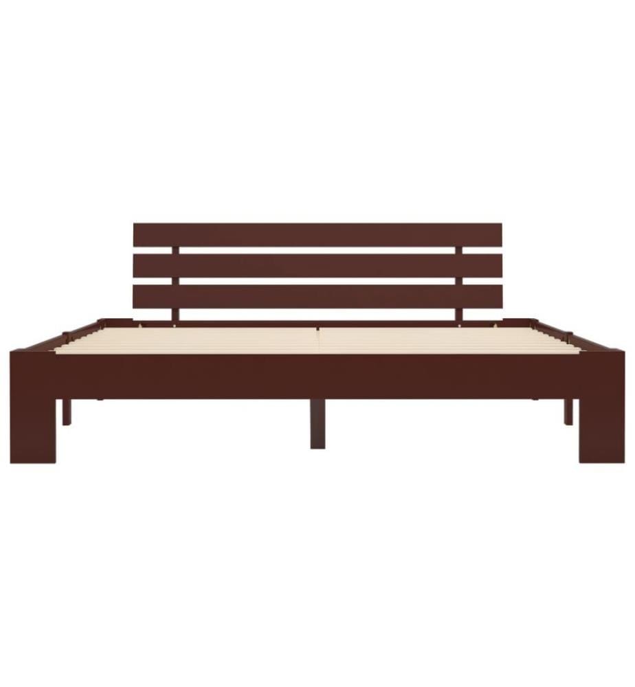 Cadre de lit Marron foncé Bois de pin massif 160 x 200 cm