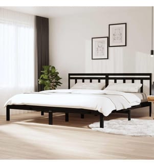 Massivholzbett Schwarz Kiefer 200x200 cm