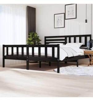 Massivholzbett Schwarz 200x200 cm