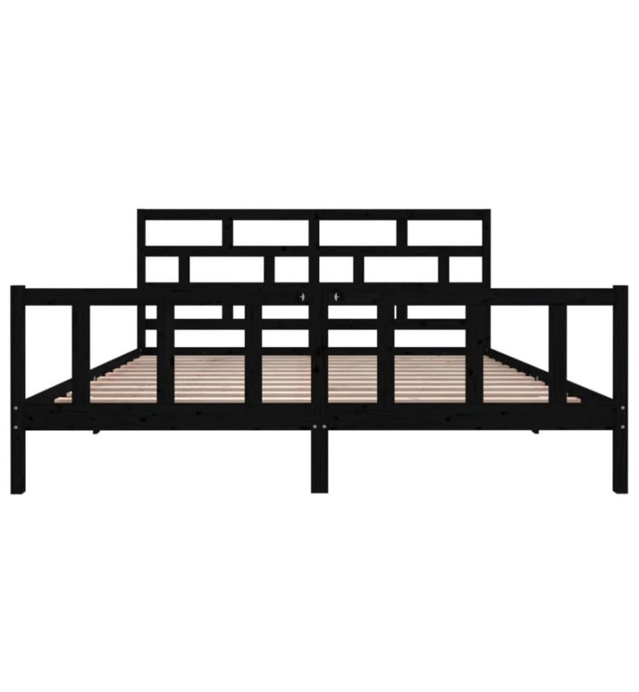 Massivholzbett Schwarz Kiefer 200x200 cm