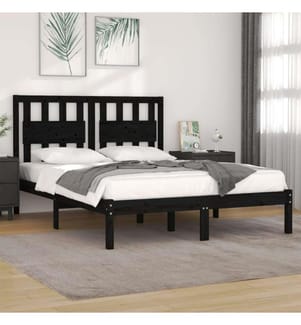 Massivholzbett Schwarz Kiefer 200x200 cm