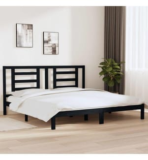 Massivholzbett Schwarz Kiefer 200x200 cm