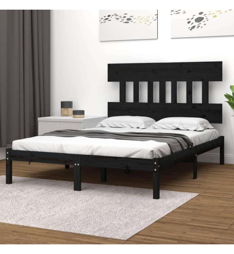 Massivholzbett Schwarz 140x190 cm