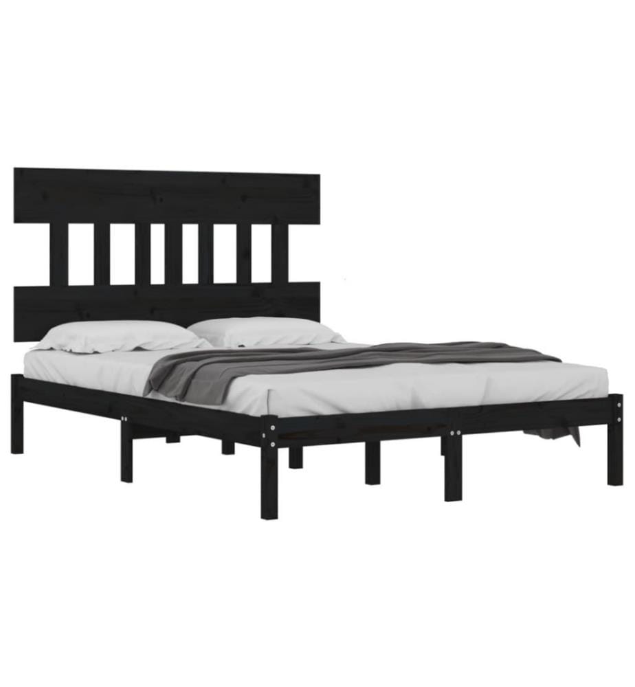 Cadre de lit Noir Bois massif 200x200 cm