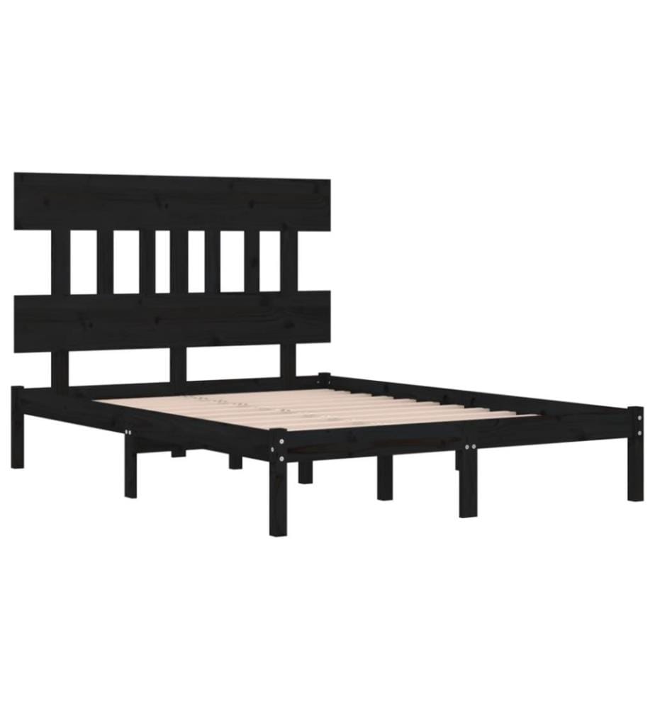 Cadre de lit Noir Bois massif 200x200 cm