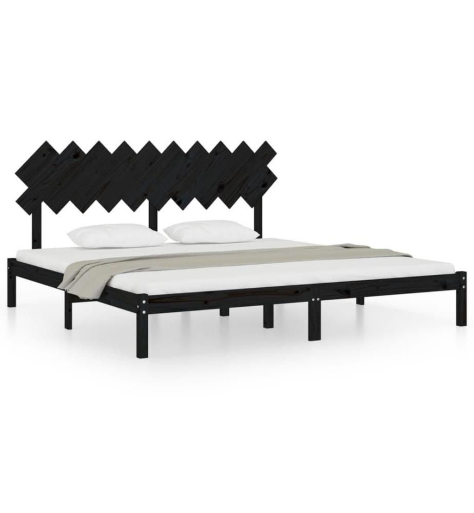 Cadre de lit Noir 200x200 cm Bois massif