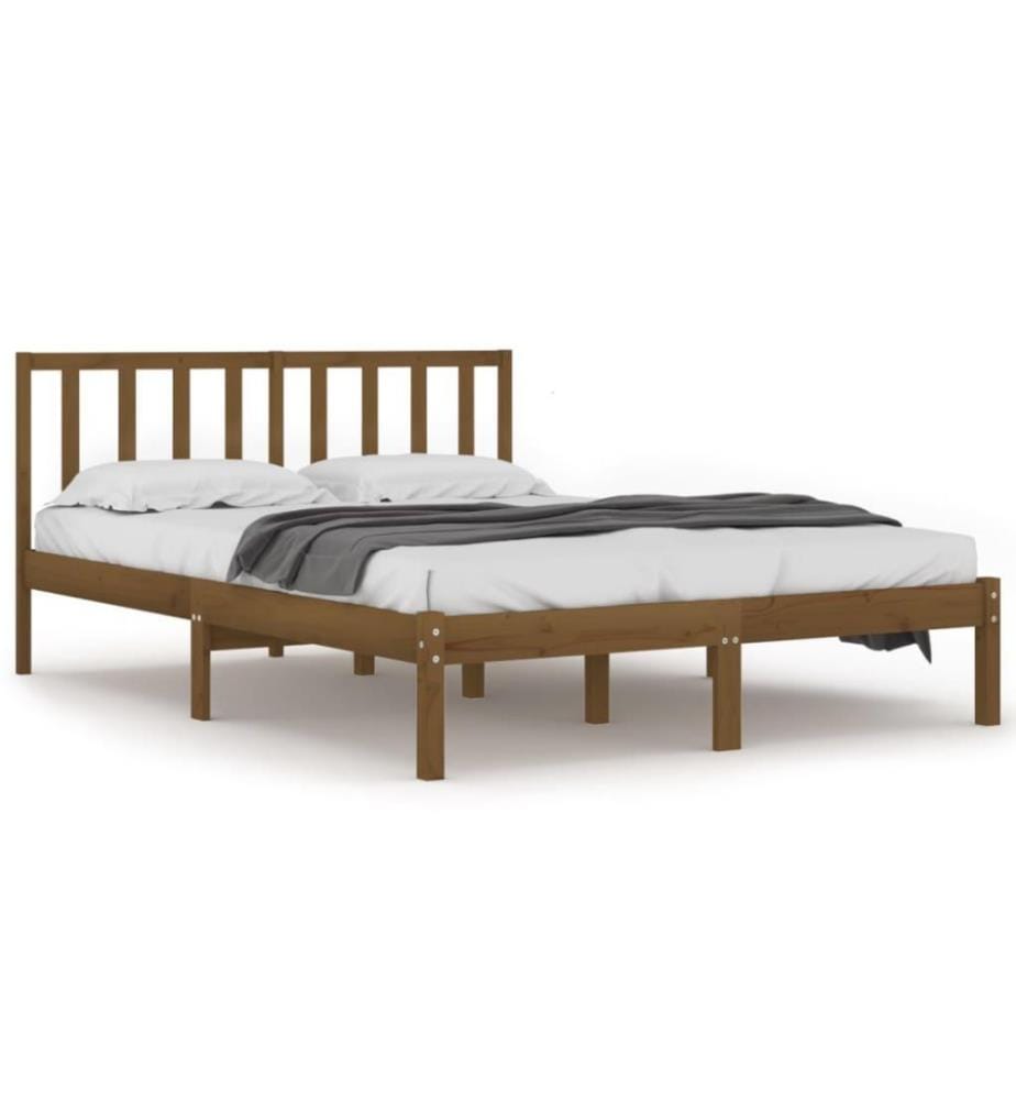 Cadre de lit Marron miel Bois de pin massif 200x200 cm
