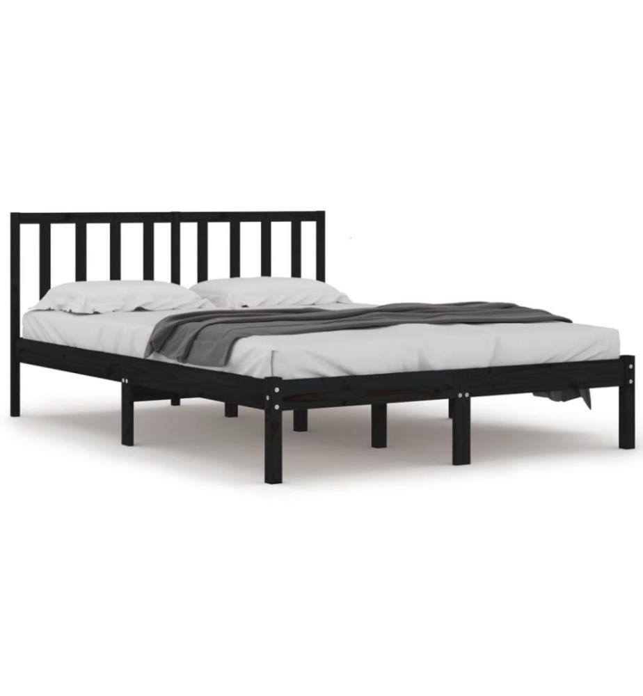 Cadre de lit Noir Bois de pin massif 200x200 cm