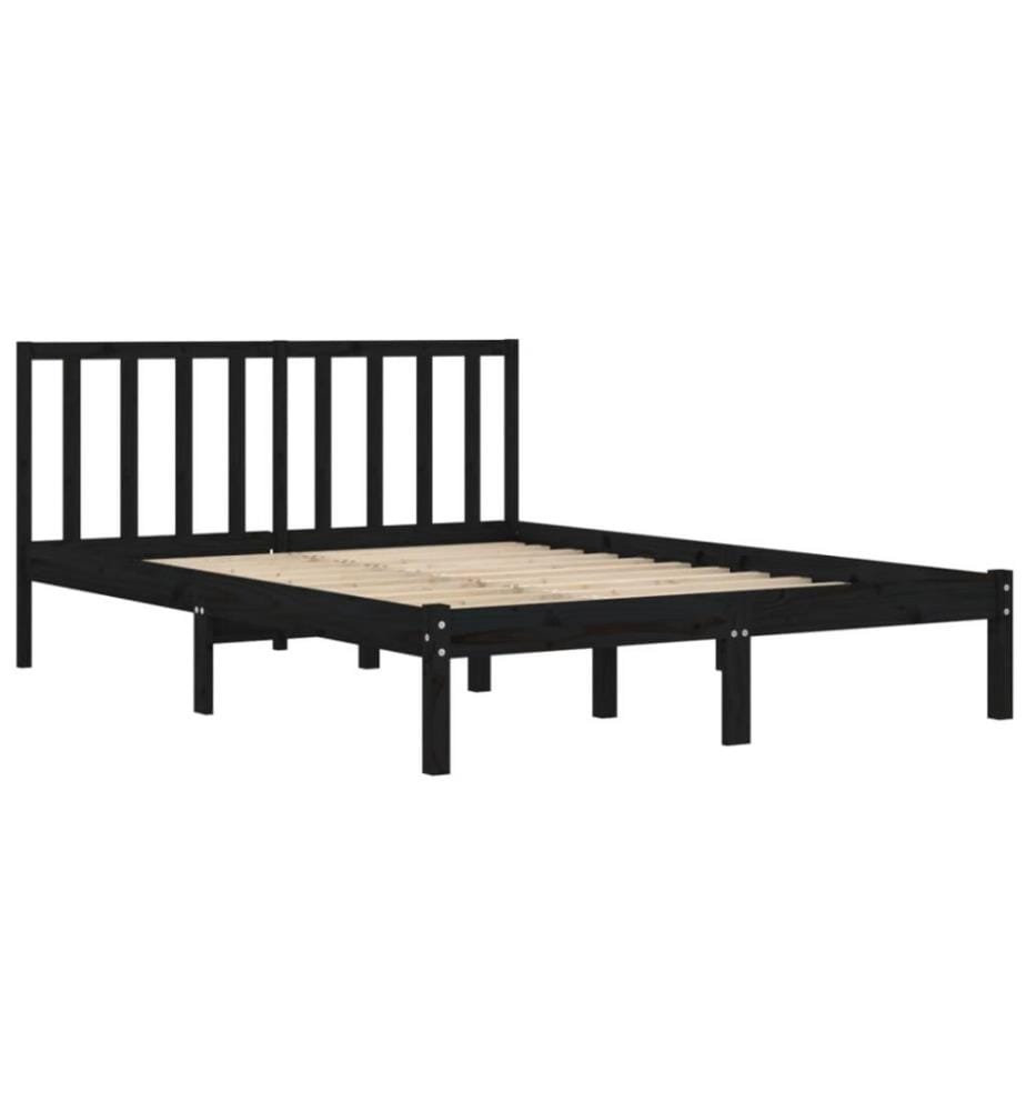Cadre de lit Noir Bois de pin massif 200x200 cm