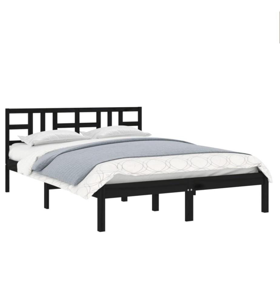 Massivholzbett Schwarz 140x190 cm