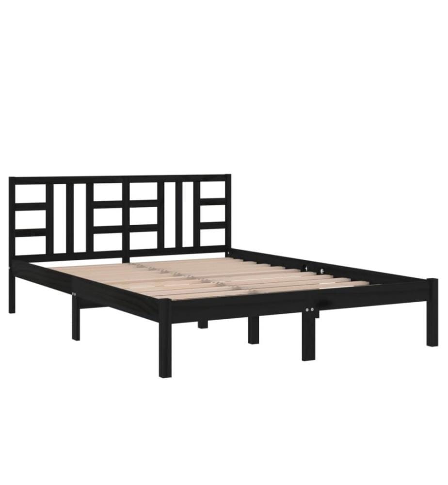 Massivholzbett Schwarz 140x190 cm