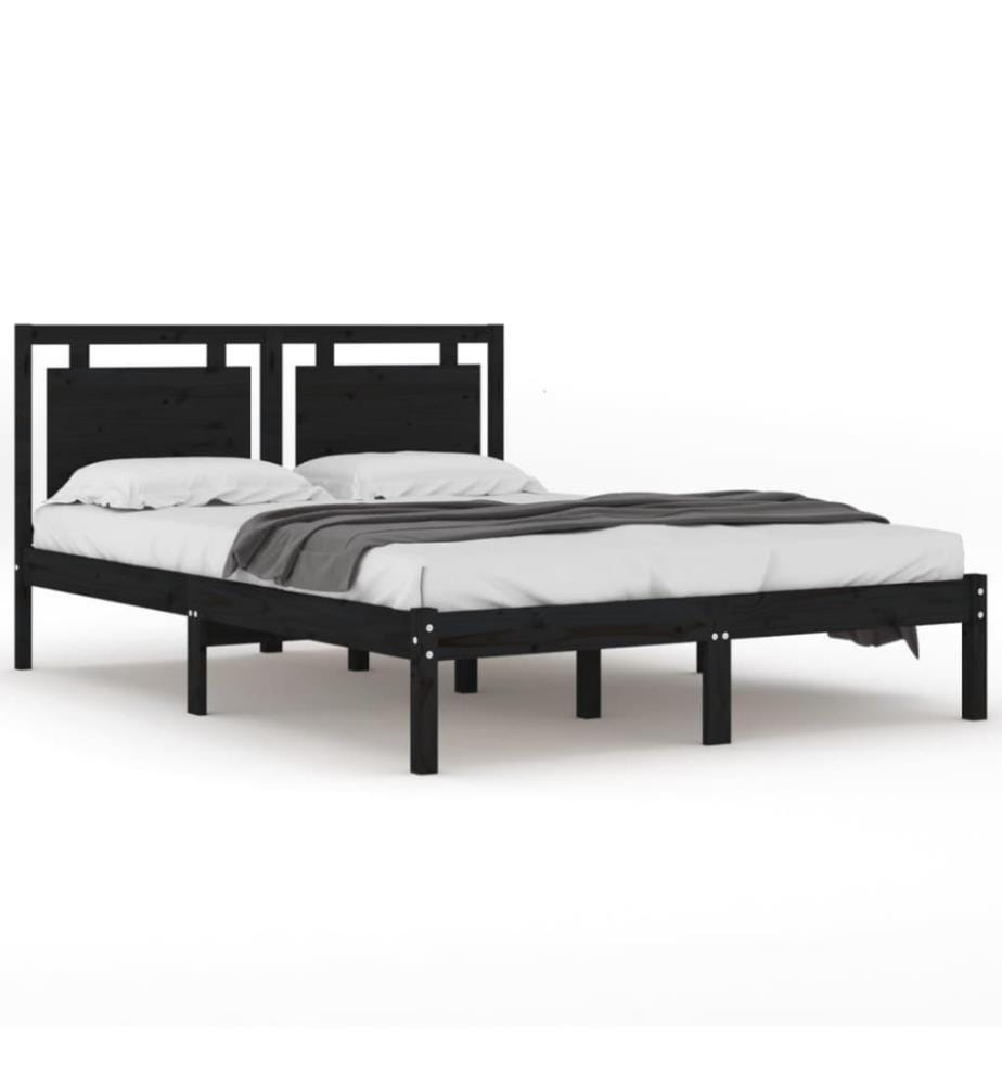 Cadre de lit Noir Bois massif 200x200 cm