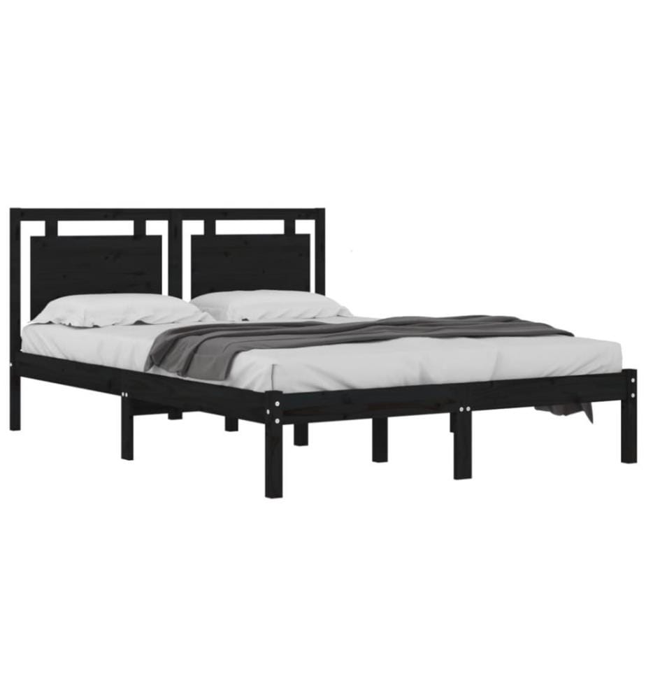 Cadre de lit Noir Bois massif 200x200 cm
