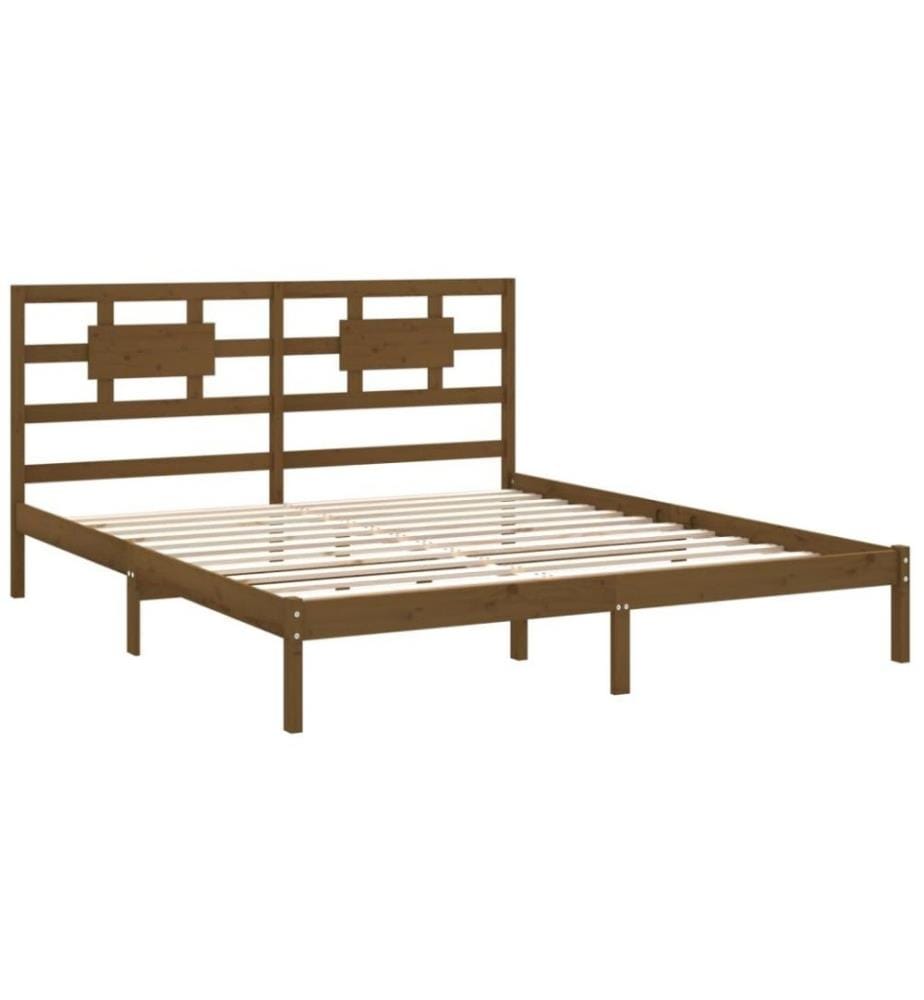 Cadre de lit Marron miel Bois massif 200x200 cm