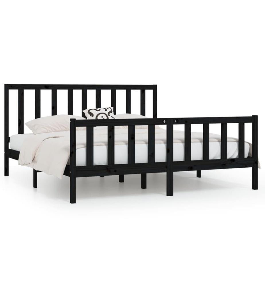 Cadre de lit Noir Bois massif 200x200 cm