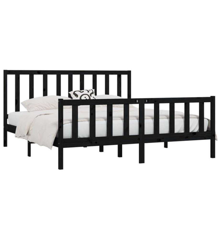 Cadre de lit Noir Bois massif 200x200 cm