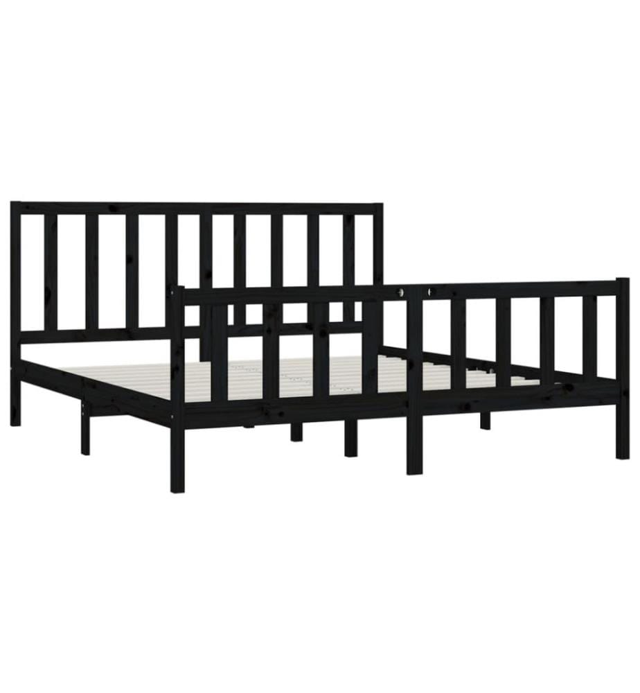 Cadre de lit Noir Bois massif 200x200 cm