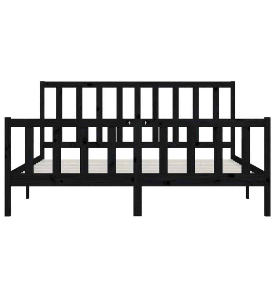 Cadre de lit Noir Bois massif 200x200 cm