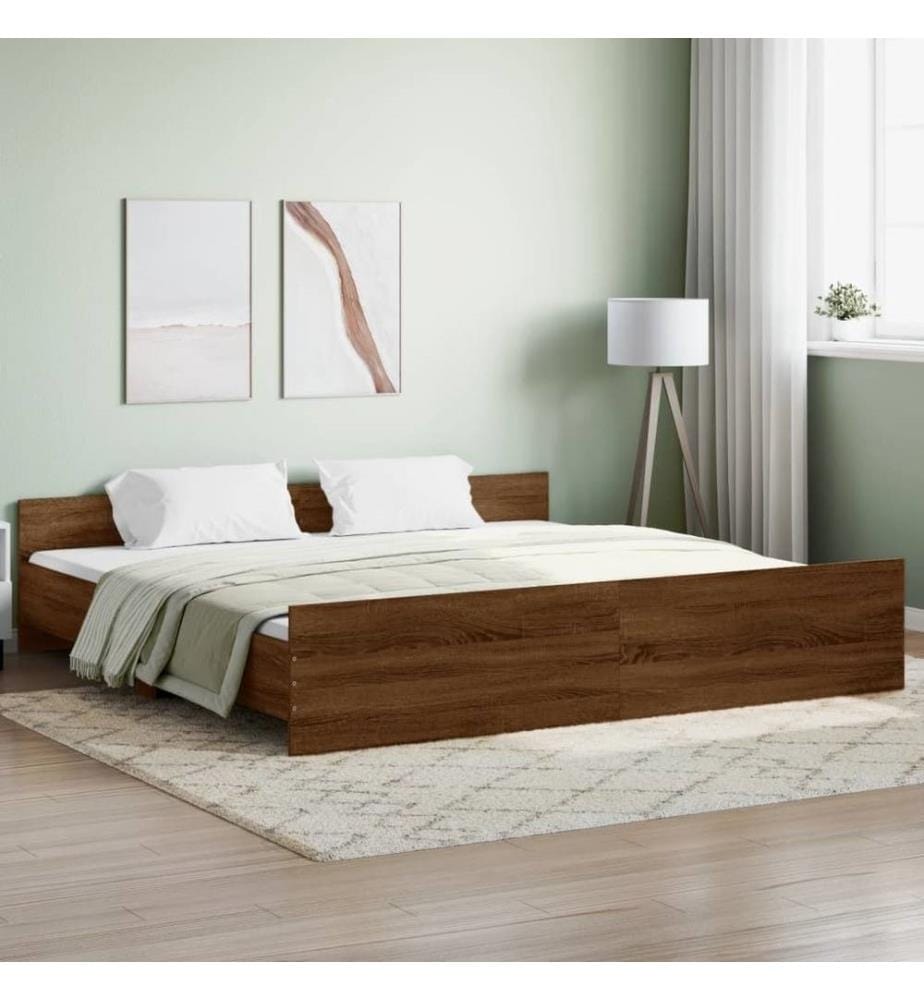 Bettgestell mit Kopf- und Fussteil Braun Eiche-Optik 200x200 cm