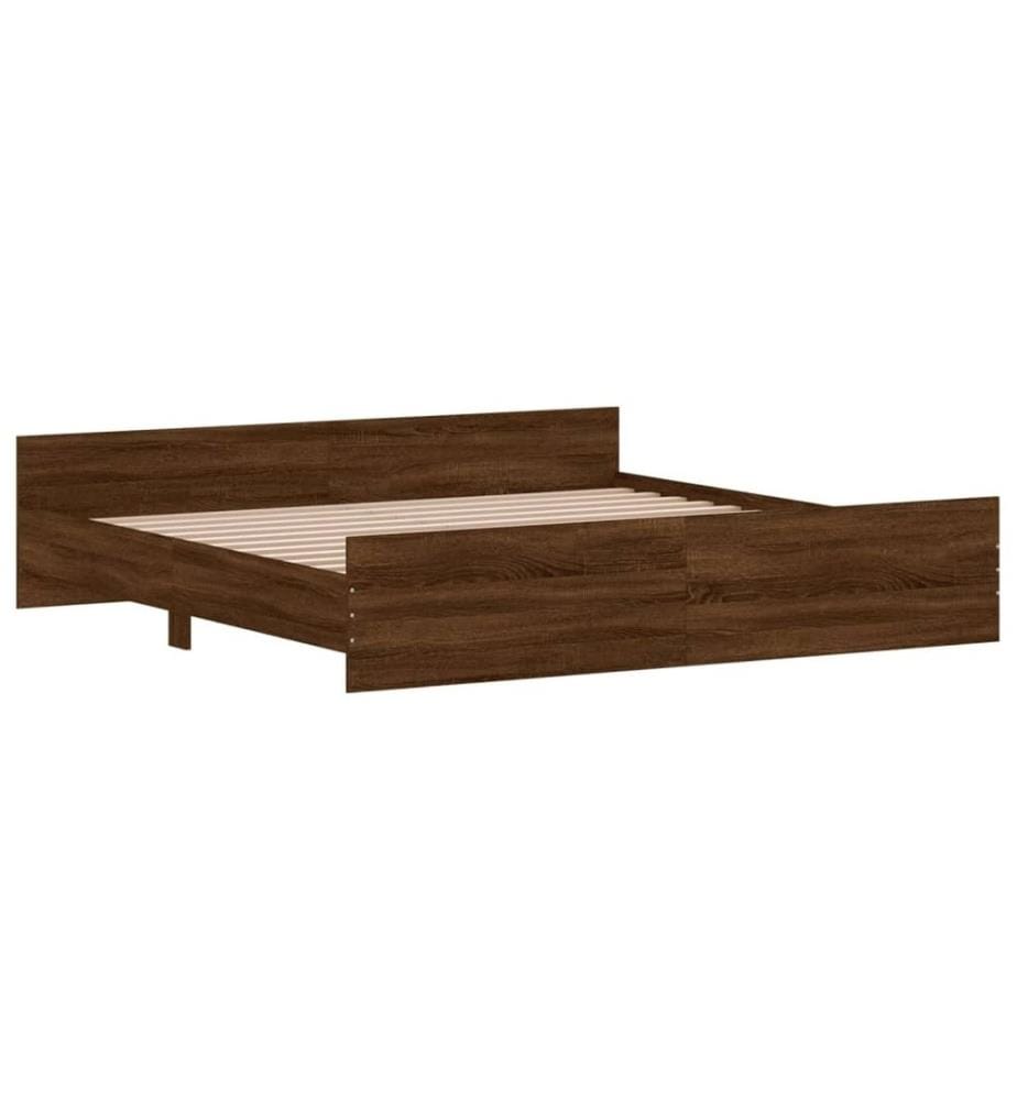 Bettgestell mit Kopf- und Fussteil Braun Eiche-Optik 200x200 cm