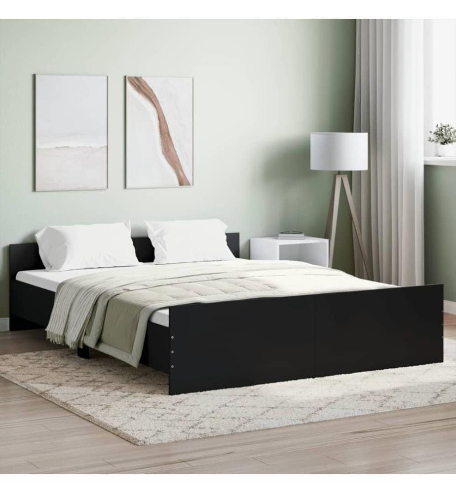 Bettgestell mit Kopf- und Fussteil Schwarz 140x200 cm