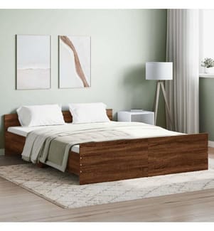 Bettgestell mit Kopf- und Fussteil Braun Eiche 140x200 cm