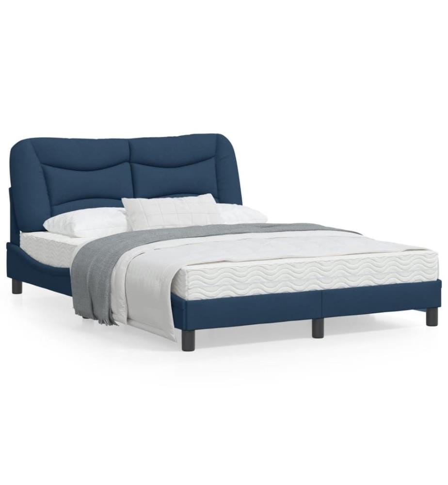 Cadre de lit avec tête de lit Bleu 140x190 cm Tissu
