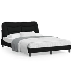 Bettgestell mit Kopfteil Schwarz 140x200 cm Stoff
