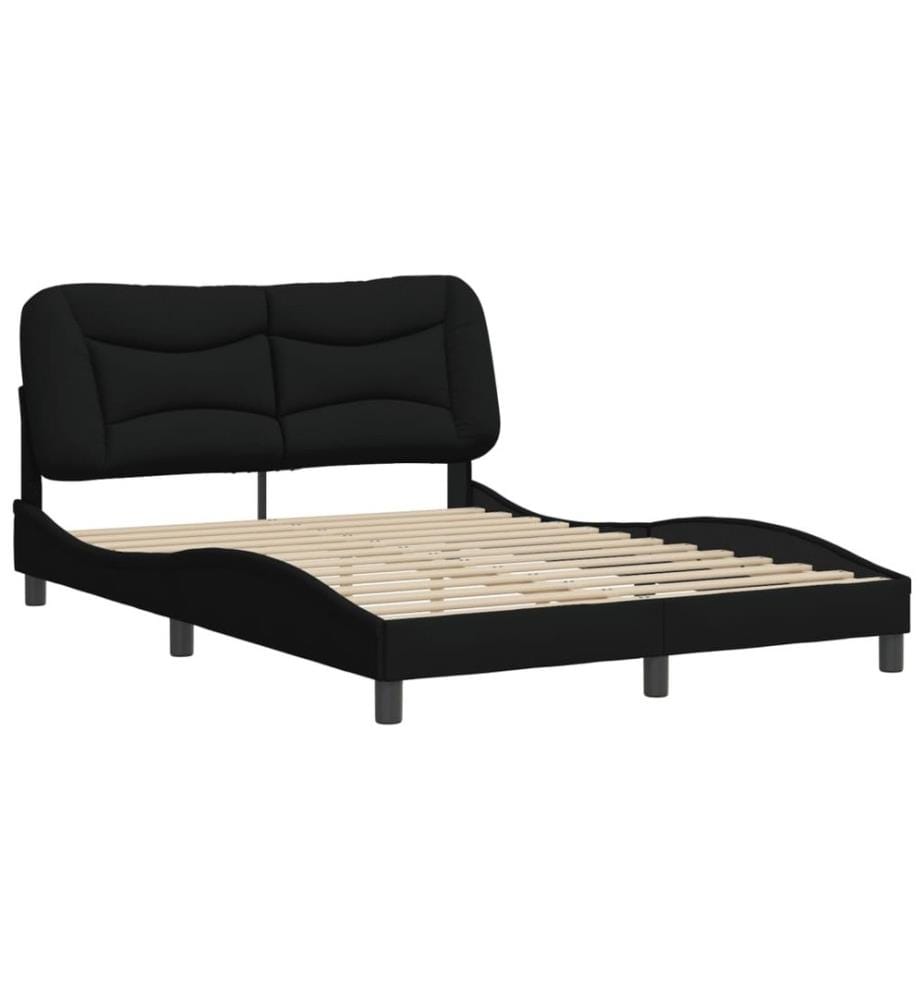 Bettgestell mit Kopfteil Schwarz 140x200 cm Stoff