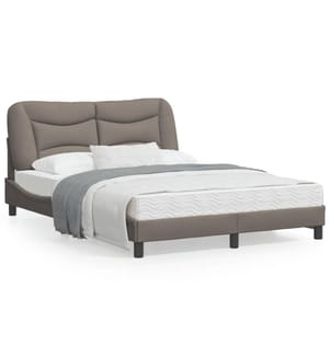 Bettgestell mit Kopfteil Taupe 140x200 cm Stoff