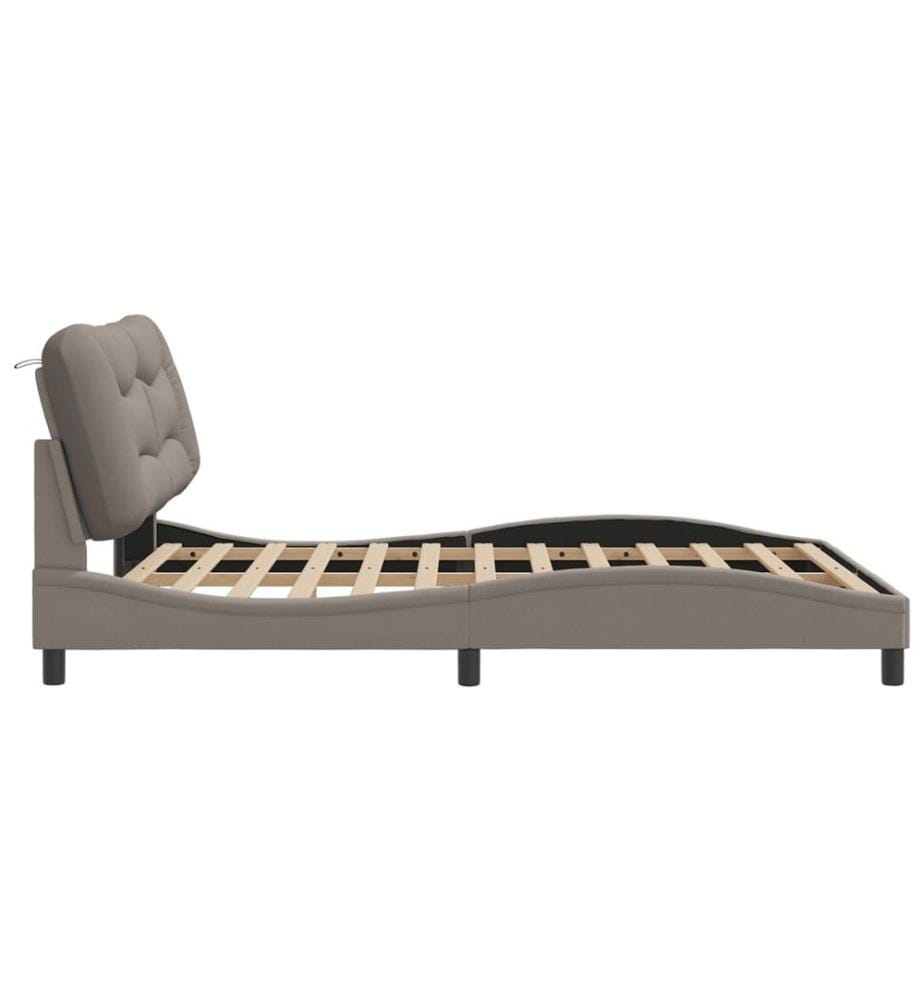 Cadre de lit avec tête de lit Taupe 160x200 cm Tissu